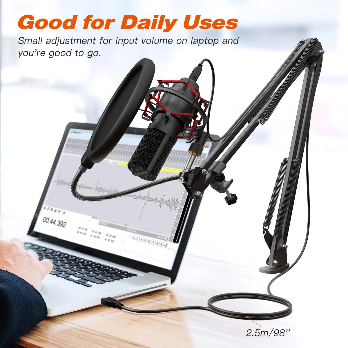 FIFINE USB Gaming Microphone Set with Flexible Arm Stand Pop