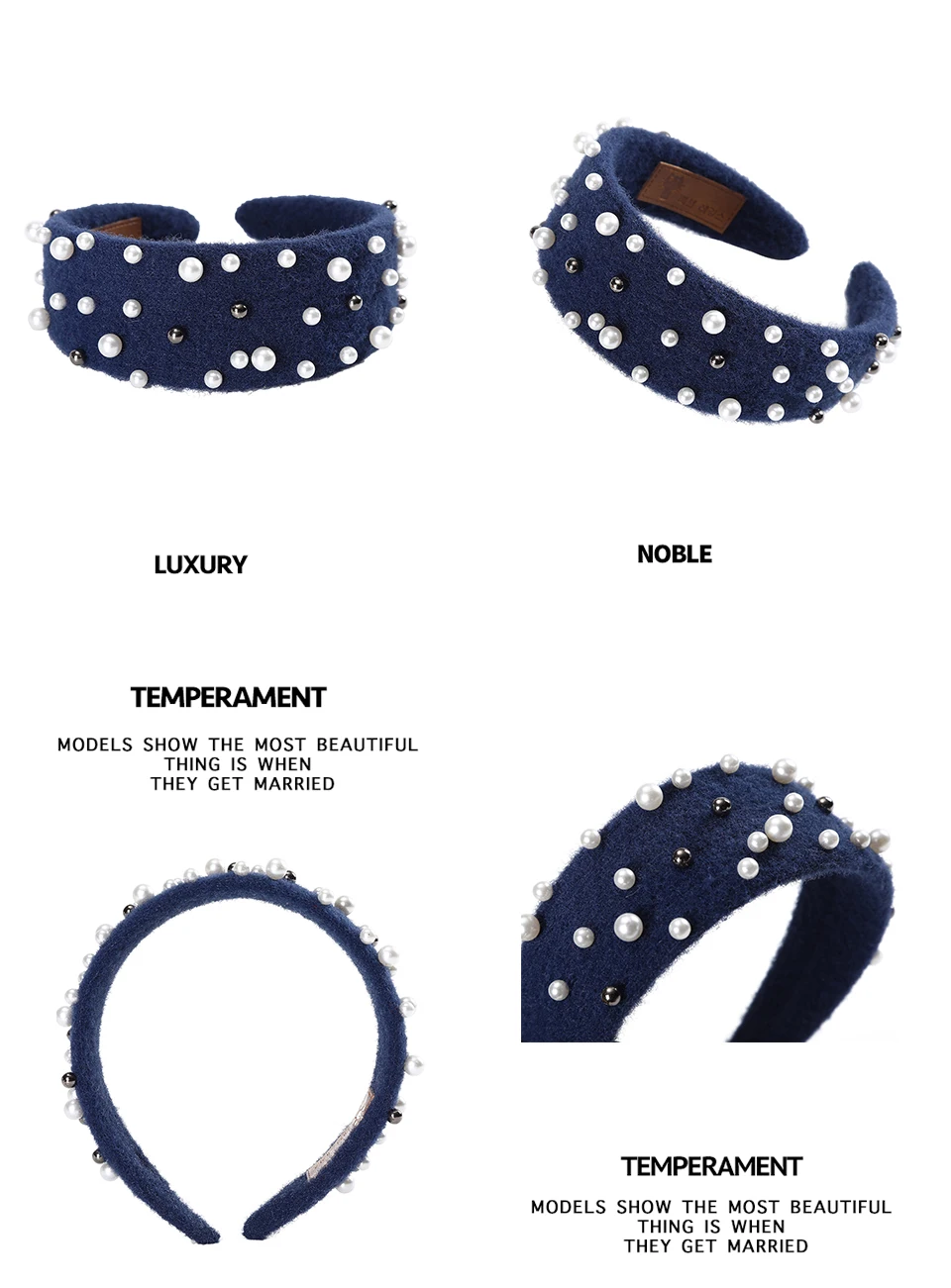 AWAYTR, женские ленты для волос с бисером, шерсть, Ретро стиль, Жемчужная Повязка на голову, теплые аксессуары для волос для девочек, широкая повязка на голову, головной убор