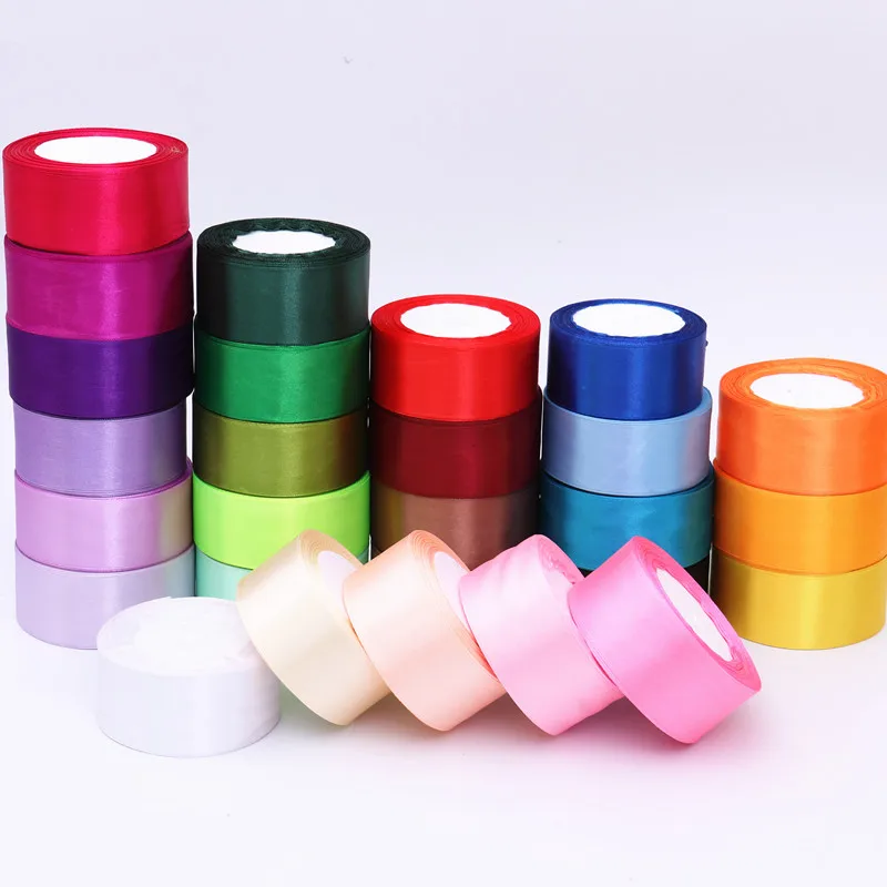 6-10-12-15-20-25mm Satin Ribbon White Pink Beige Red Black Blue Purple Green Orange Yellow DIY Crafts Sewing Material | Дом и сад
