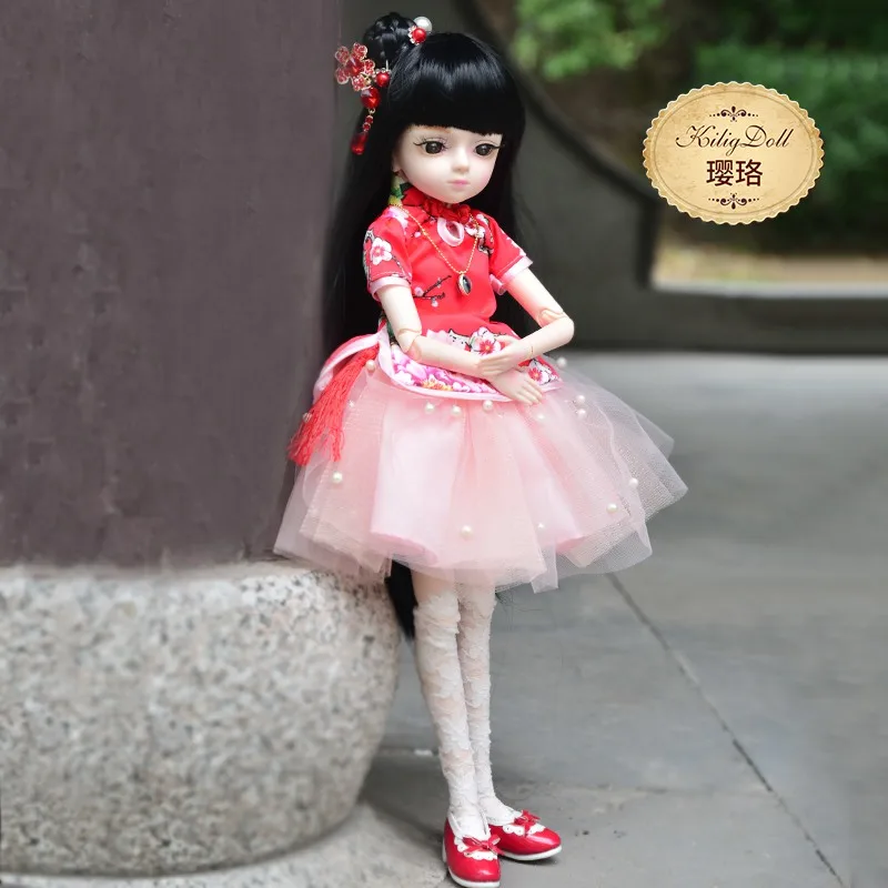 360 градусов вращения куклы с подвижными суставами 45 см BJD куклы с ручной работы платье DIY Макияж кукла изменить глаза волосы Reborn кукольный подарок для девочек - Цвет: could not change eye