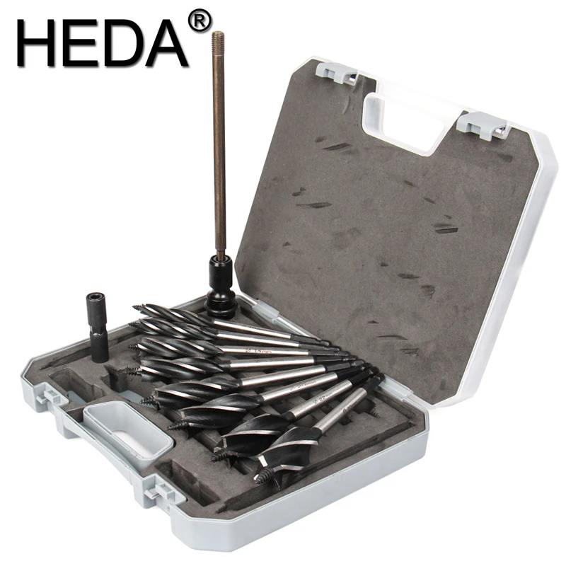 10/12/14/16/18/20/22/25mm 11Pcs/Set Hex Shank Woodworking Auger Drill With Extension Rod High Carbon Steel Hole Saw For Wood Bit |
