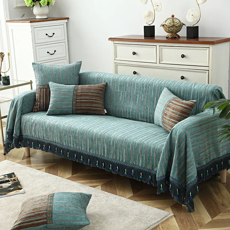 

Luxury Cobertor Throw Blanket Cobertor Tassel Blankets For Beds Non-slip multifunction Blue Stripe Blanket 4 Seasons Universal