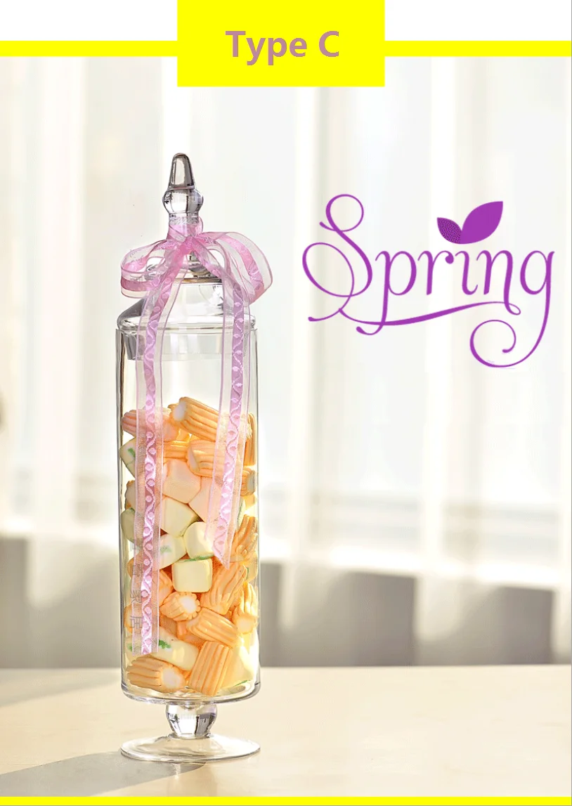 Crystal Wedding Decor Transparent Glass Crafts Three Styles Candy Jars Grain Storage Bottle