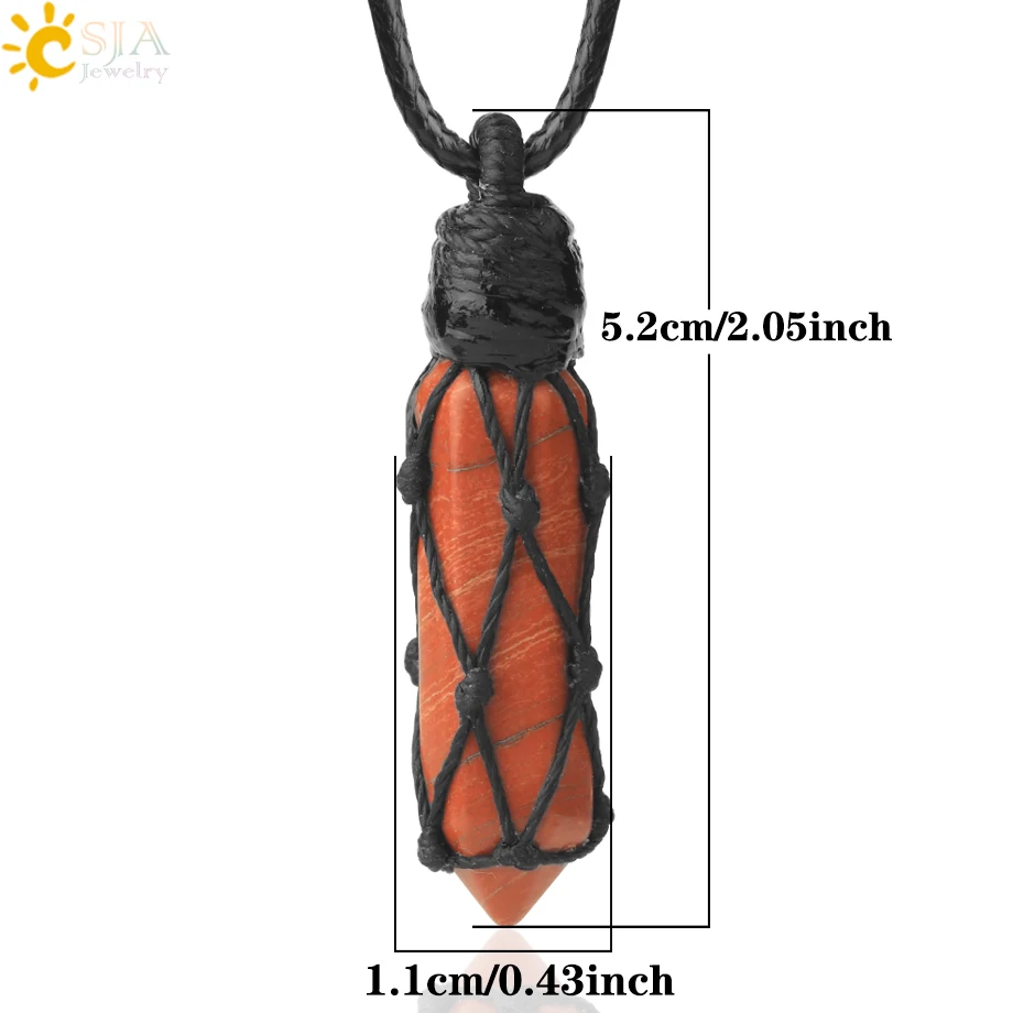 Natural Stone Rope Wrap Necklace Hexagonal Crystal Necklaces - Image 6