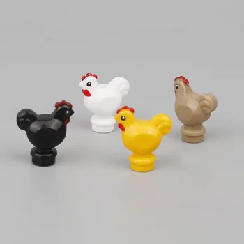 닭 병아리 빌딩 블록 MOC 동물 농장 도시 액세서리 수탉 암탉 계란 부품 벽돌 어린이 선물 DIY 장난감 C176