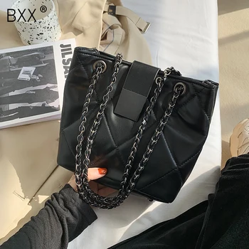 

[BXX] Small PU Leather Crossbody Bag for Women 2020 Winter Branded Chain Design Shoulder Handbags Women's Trend Hand Bag HP112