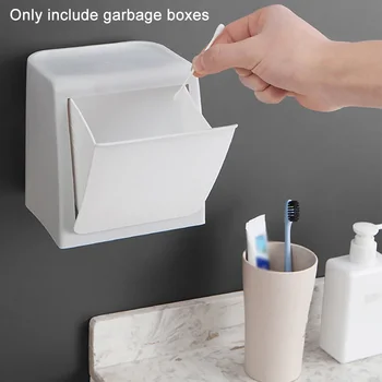 

Bathroom kitchen trash can glass door wall-mounted trash can self-adhesive folding storage sticker household waste paper trash