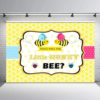 

Gender Reveal Backdrop Little Honey Bee Baby Shower Photography Background Pink or Blue Boy or Girl Gender Surprise Backdrops