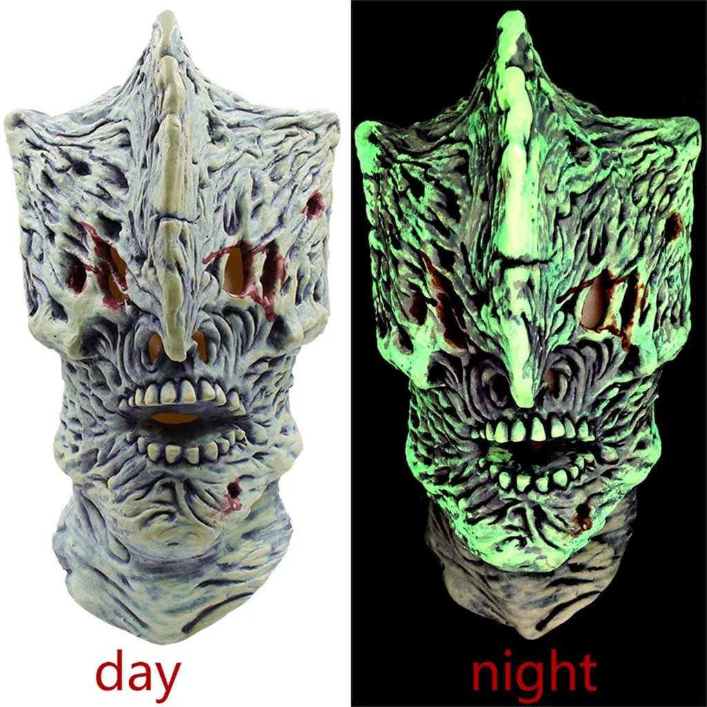 

Halloween LED Mask LED Light Up Party Terror Mask Cold Light Halloween Glowing Helmet Fire Festival Party Glowing Dance Custume