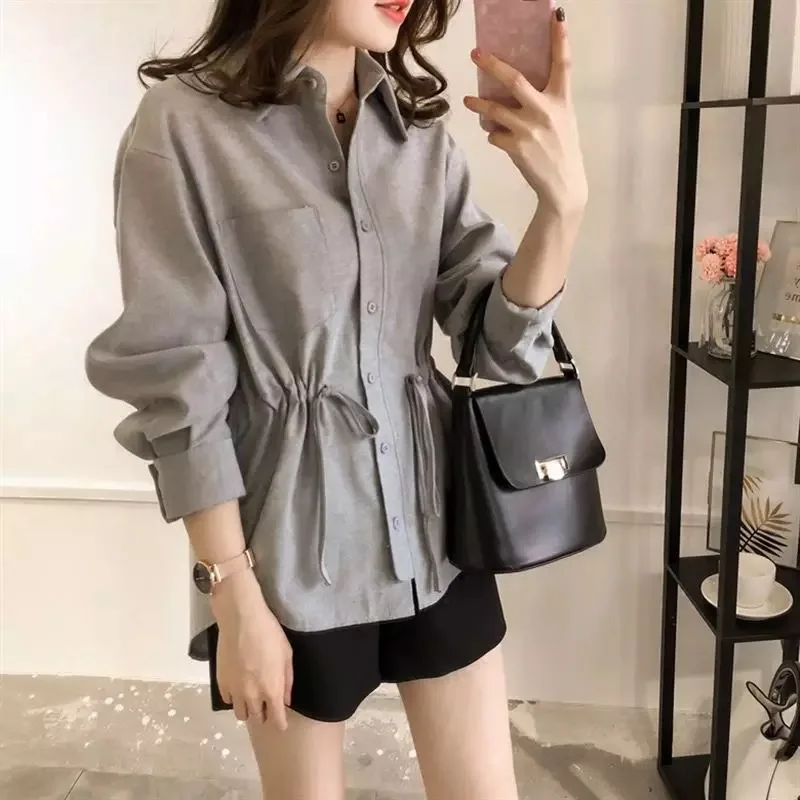 

Code WOMEN'S Long-sleeve T-shirt Waist Hugging Elegant Shirt Women's Mid-length Tops Tibetan Meat by Age 200