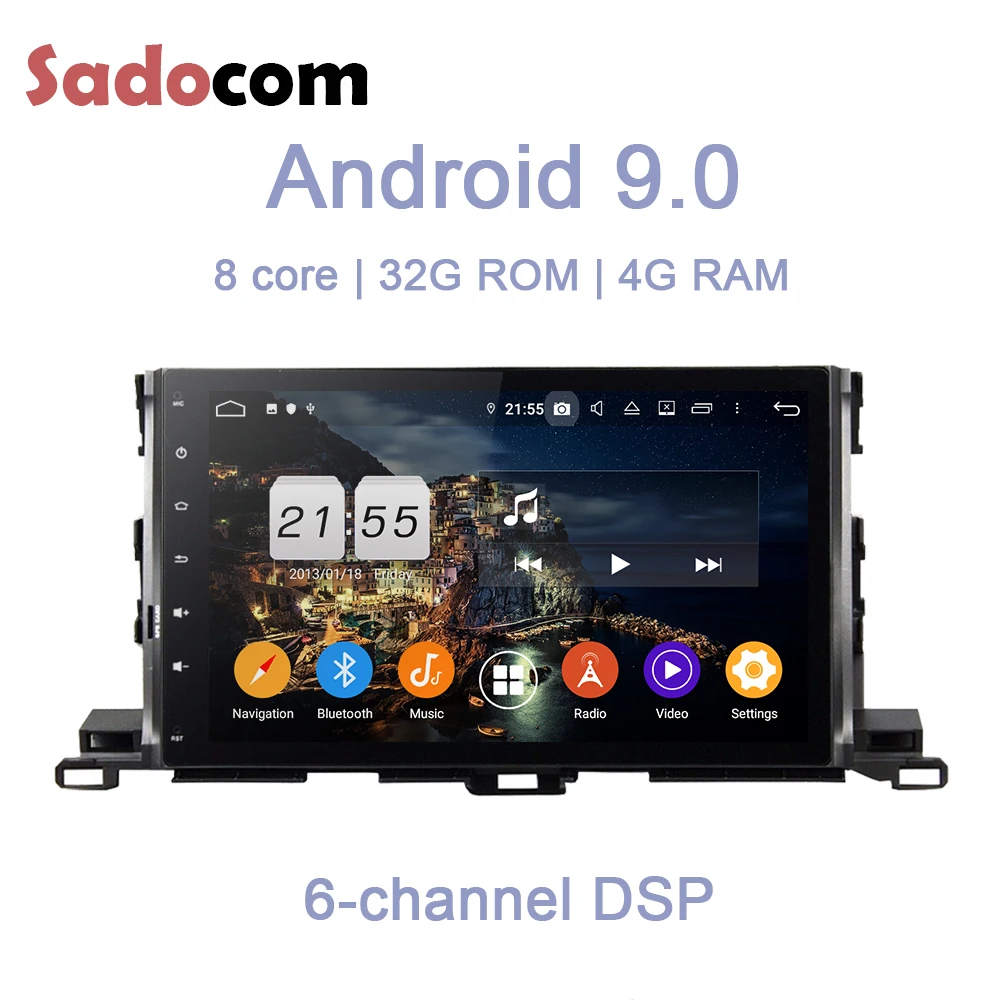 DSP 10 1 &quotAndroid 9 0 для Toyota Highlander 2015 2016 2017 4 Гб + 32 ГБ Автомобильный dvd плеер Wifi