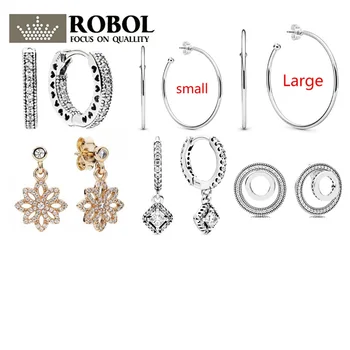 

High Quality Original 925 Sterling Silver Earrings Classic Hoop Earrings with Original Logo Women's Jewelry Gifts Free Shipping