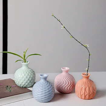 

2pcs Simple Ceramic Vase European Mini Hydroponic Flower Pot Modern Home Decor Vase Wedding Dried Flowers Arrangement Ornaments