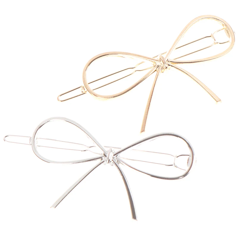 New 1pc Vintage Hairpins Metal Bow Knot Hair Barrettes Girls Women Hairgrips Hair Holder Silver/Gold Hair Clip Hair Accessories