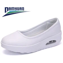 Damyuan/Женская обувь; обувь для медсестры на плоской подошве и платформе; лоферы из искусственной кожи легкого размера плюс; женская обувь для бега и прогулок на воздушной подушке