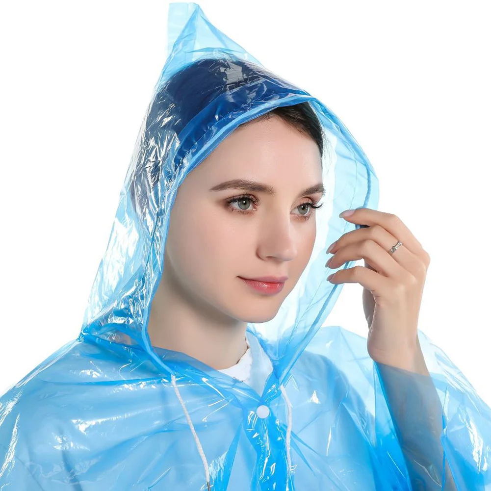 Disposable Raincoat for Adults Rain Coat Waterproof Hooded Cover Rainwear Dustproof Color Random DIN889 | Дом и сад