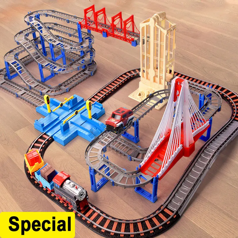 Электрический игрушечный поезд, рельсы, модель поезда, Детский комплект железной дороги, поезда, высокоскоростные рельсы, радиоуправляемые поезда, набор, имитационная модель, набор игрушек - Цвет: H0005special1