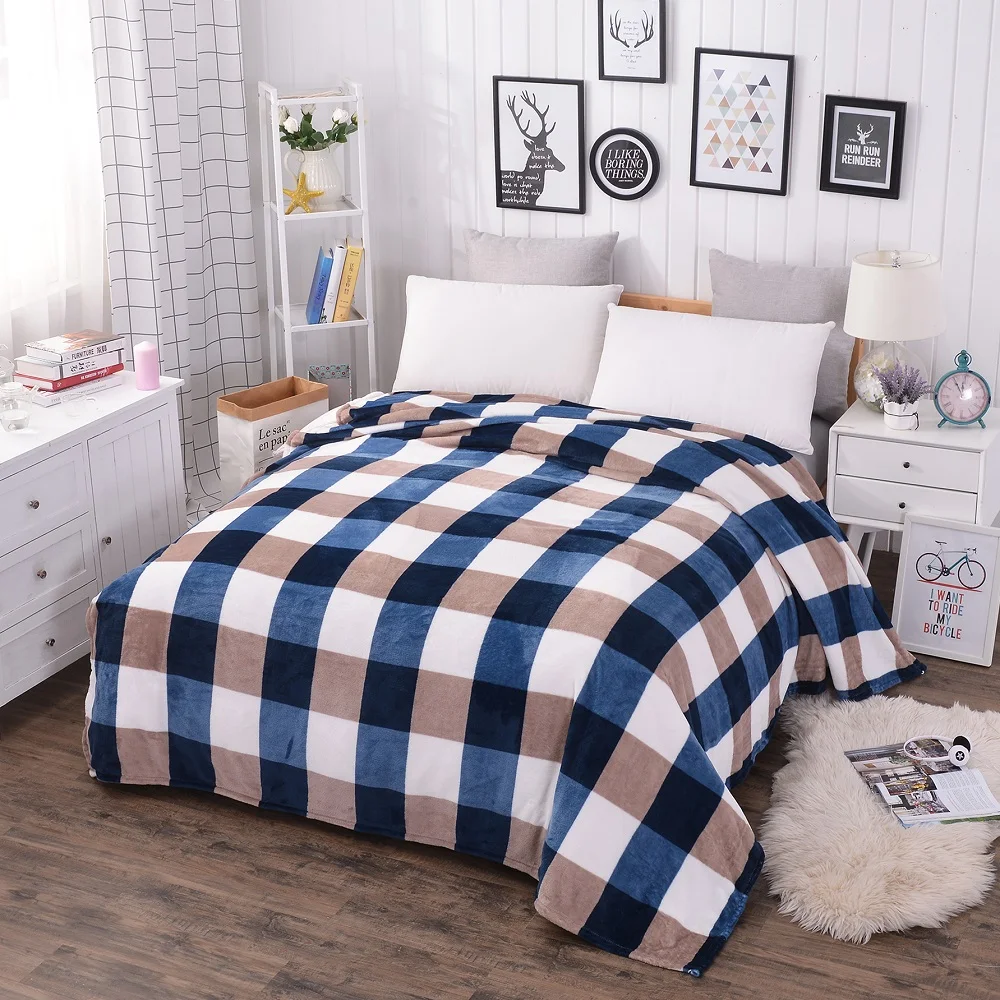 

Soft Flannel Fleece All Season Lightweight Living Room/Bedroom Warm Blanket Blue Gray White Blanket for Boys Girls 200x230cm