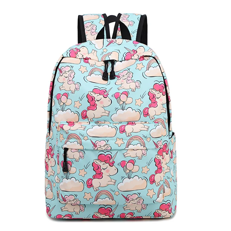 

Girls Unicorn School Bag Canvas Backpack Cute Pattern School Book Bag Large Capacity Shoulder Travel Daypack Boys Mochila