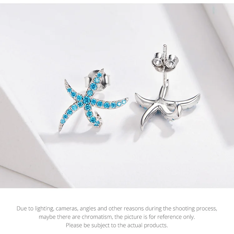 WOSTU новые 925 пробы серебряные серьги-гвоздики в виде морской звезды для женщин модные ювелирные изделия роскошный подарок CTE136