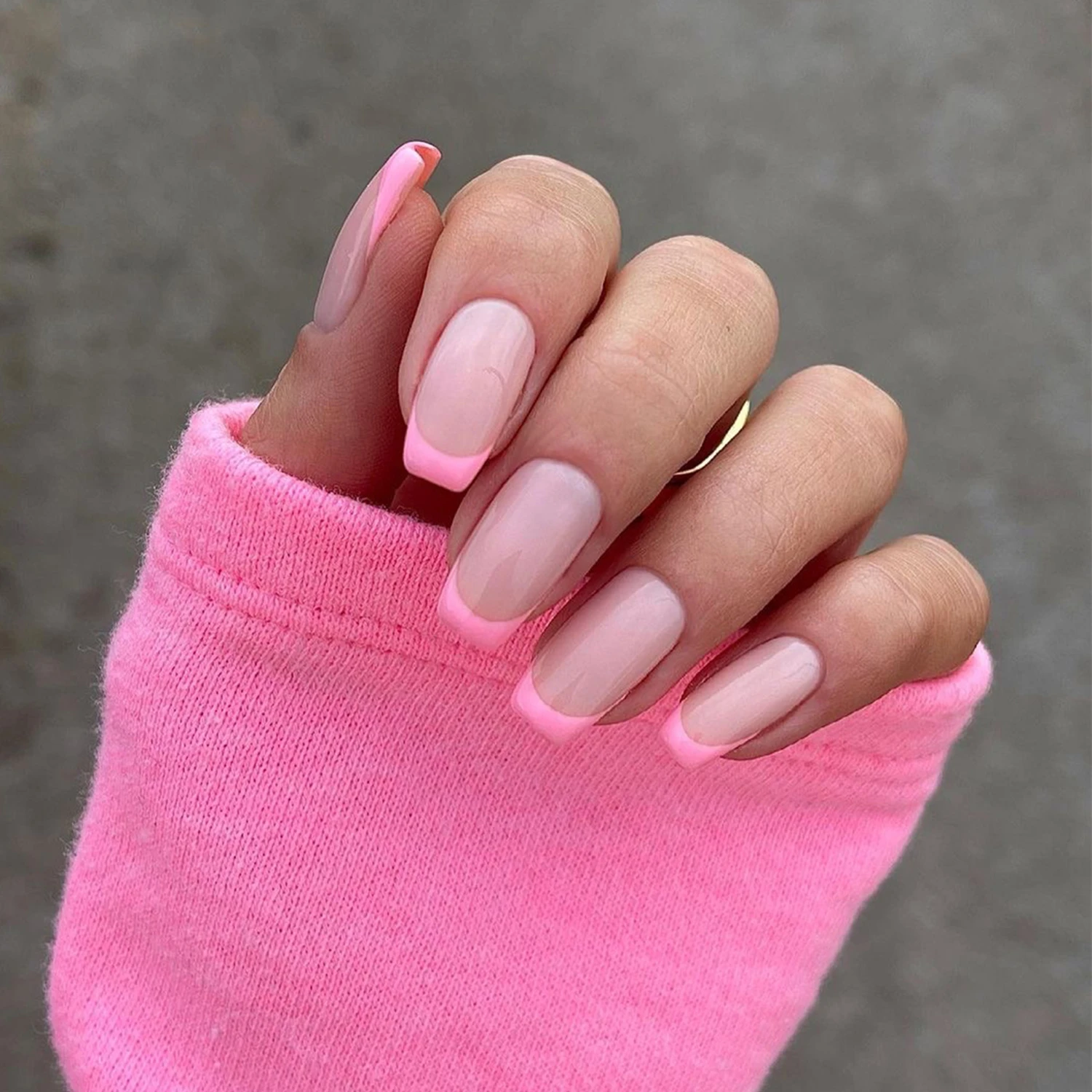 24pcs Box Detachable Pink French False Nails Wearable Fake Nails Full Cover Nail Tip Artificial Fashion Manicure Decoration Tool False Nails Aliexpress