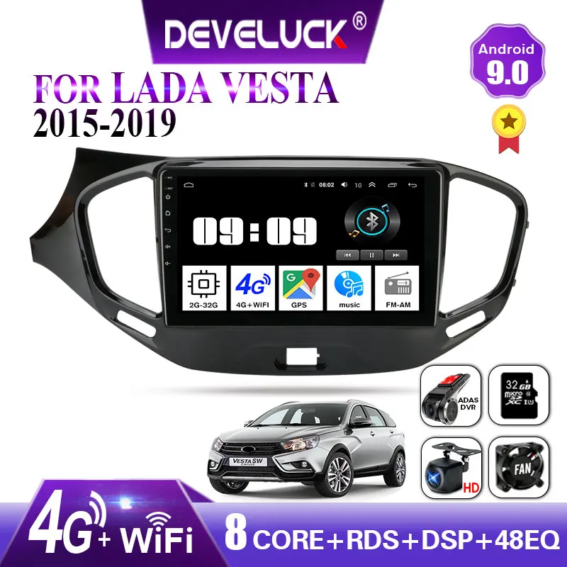 2 din Android Car Radio For LADA Vesta Cross Sport 2015-2019 GPS Navigation carplay Multimedia Video Player with Frame RDS FM AM
