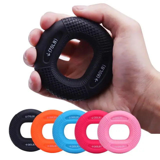 Silicone Flex Grip Trainer 20-80lb Gripping Ring Finger Forearm Trainer Carpal Expander Muscle Workout Exercise Gym Fitness 3