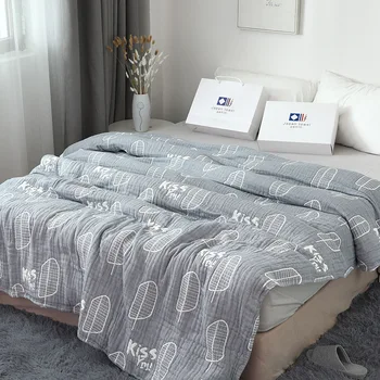 

Summer Air-conditioning Cotton Towel Throw Blanket Thin Quilt for Adults and Teens Bedding Set Breathable Muslin Throws