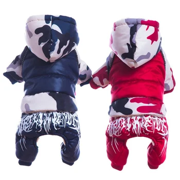 

Dog Cotton-Pad Winter Clothes 4 Legged Cotton Padded Warm Coat Hooded Pets Jumpsuits Coat For Chihuahua Bulldog