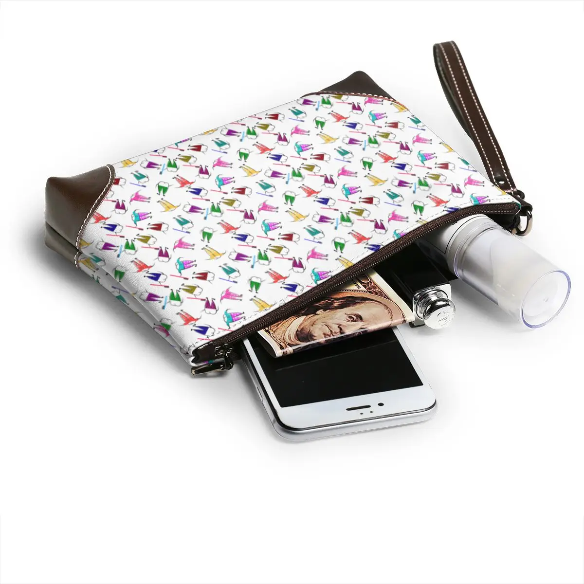 Teeth In Pants Toothbrush Teeth Art Nurse lover medical Leather Clutch