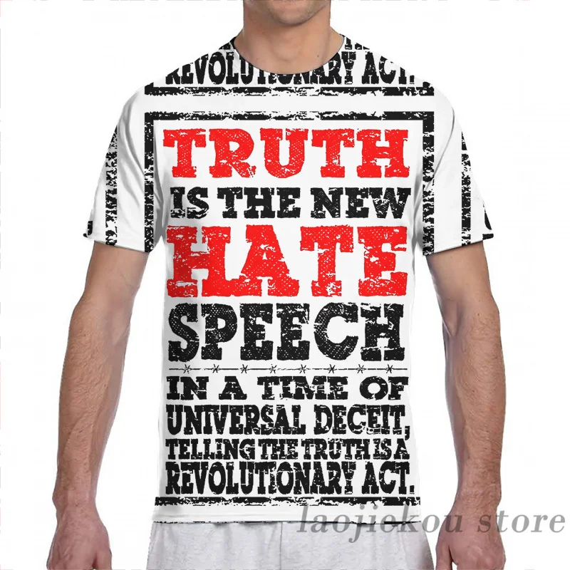 Футболка Мужская/женская с надписью True IS THE NEW HATE речь ORWELL | Мужская одежда