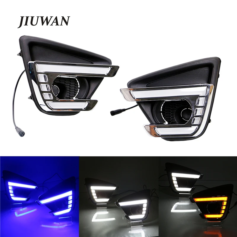 

1 Pair LED DRL For Mazda CX-5 CX5 2012 2013 2014 2015 2016 Car Driving Daylight With Yellow Turning Signal Light Blue Night Lamp
