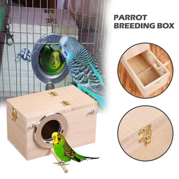 

Fashion-Solid Wooden Bird Feeder Budgerigar Parrot Breeding Box Bird Nest Cage Incubator for Parakeet Love Birds