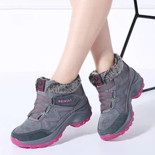 OLPAY/женские ботинки; женские теплые ботинки на меху; водонепроницаемые зимние ботинки; кроссовки для путешествий; Короткие Плюшевые походные ботинки; Botas Mujer