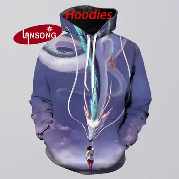

hip hop streetwears 3d print spirited anime away mens hoodies funny harajuku sweashirts/pants jacket men short homme clothes