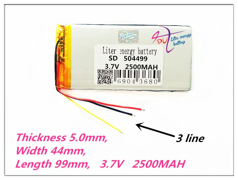 1PCS 3 линии 504499 3,7 в 2500 мАч полимерные аккумуляторы gps DVD электронные продукты электронная книга внешний аккумулятор колонки мобильный телефон - Цвет: 1PCS