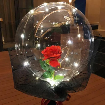 

Rose Balloon Transparent Ball Rose Ball Bouquet Balloon Flower with Light Wedding Decoration Ball Gift