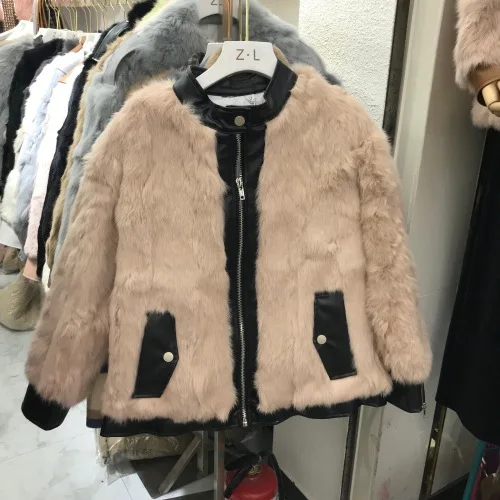 Real Fur Jacket Tide Female Mink Cashmere Jacket Winter Natural Rabbit Fur Coat Womens Quilted Coat Woman Nancylim - Цвет: Хаки