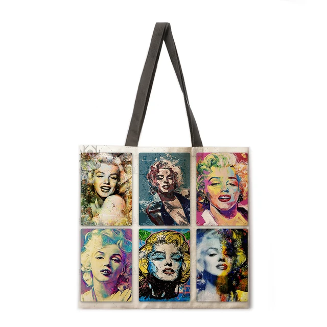 Ladies leisure handbag Monroe oil painting print handbag Ladies shoulder bag Outdoor beach bag Foldable shopping bag 10