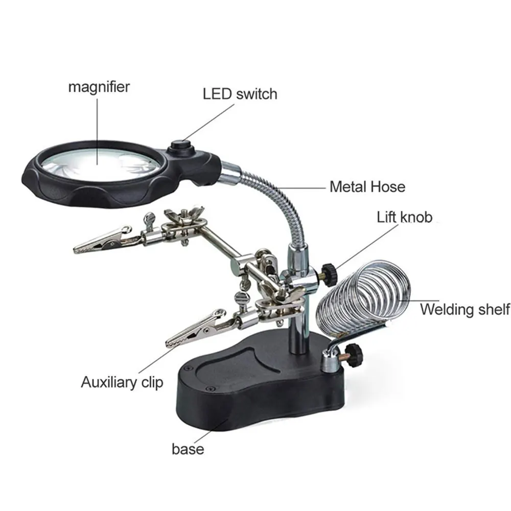 Black Zinc Alloy Desk Lamp Welding Magnifier Soldering Iron Tool Magnifier Bracket Durable Clamp Light Lens Auxiliary Clip Black Zinc Alloy Desk Lamp Welding Magnifier Soldering Iron Tool Magnifier Bracket Durable Clamp Light Lens Auxiliary Clip