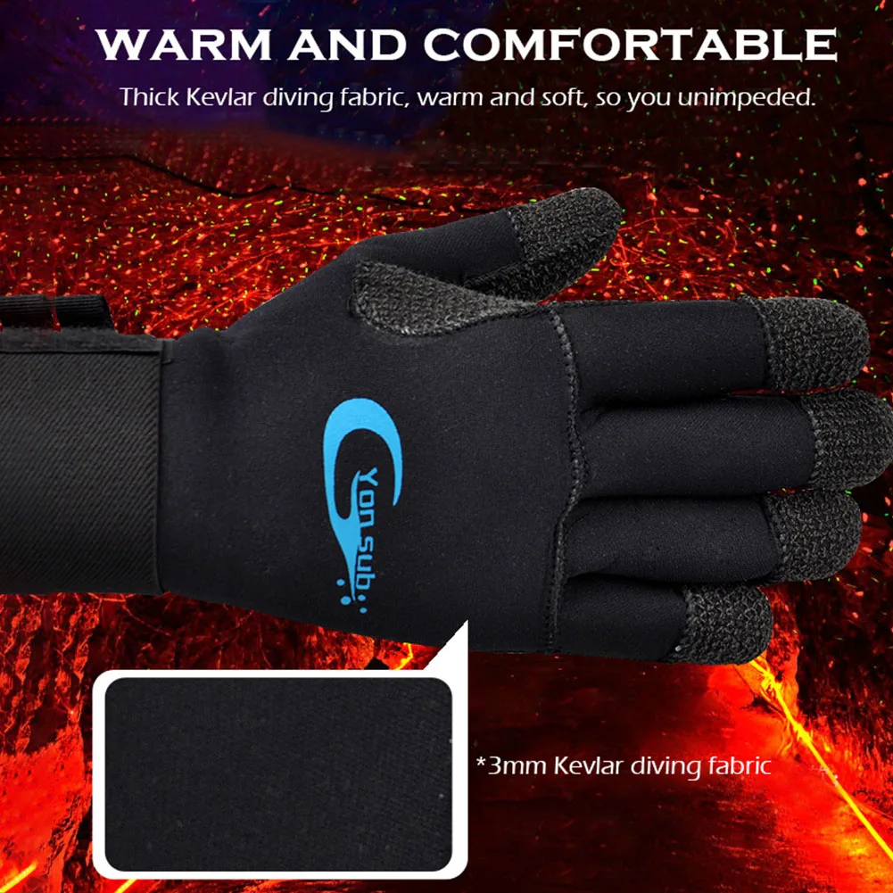 1 Pair Adjustable Non Slip Diving Gloves 3mm Warm Fishing Boating Surfing Cold Proof Swimming Equipment Underwater Snorkeling