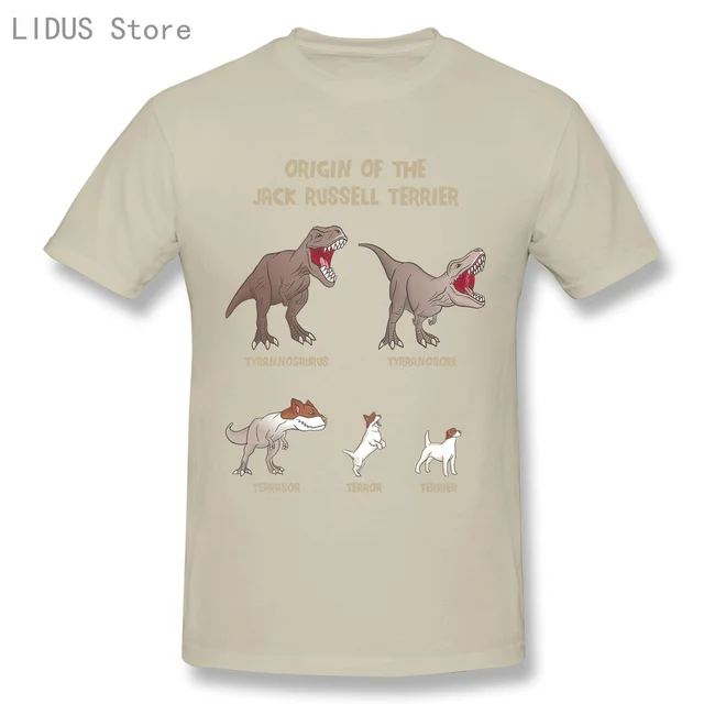 LIDUS Origin Of The Jack Russell Terrier Evolution History Meme Shirt Short Sleeved Tshirt Fashion Cotton T-shirt Tee Shirts Khaki