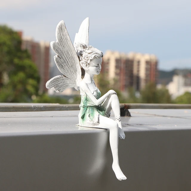 Virágtündér Angyal Szobrászat Kerti Díszek Miniatűrök Tudor Turek Ülő Szobor Gyanta Tereprendezés Figurák Otthoni Kézművesség - Image 4