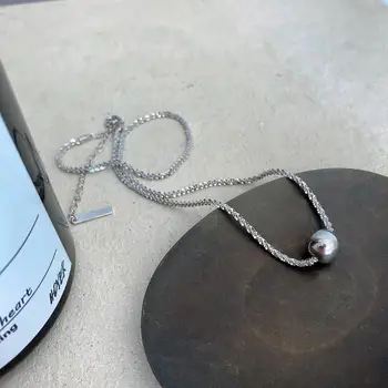 

Women's Gift 100% Authentic 925 Sterling silver Polished Ball Lucky Geometric Necklace Starry Chain pendant Fine jEWELRY TLX879