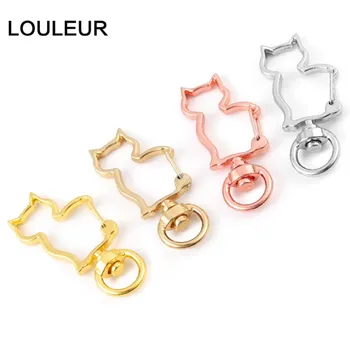 

10pcs Cute Animal Cat Kitten DIY Accessories Lobster Clasp Jewelry Findings Key Chain Key Ring keychain Rhodium Gold Wholesale
