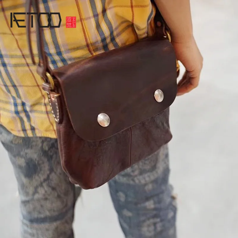 

AETOO Plant ediba cowhide simple one-shoulder bag, plant leather small small bag