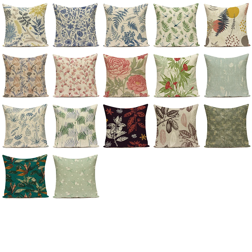 

Plant Style Retro Decor Sofa Cushion Cover Butterflies Dragonflies Throw Pillow Case Peace Bird Cushions Covers Flower Pilowcase