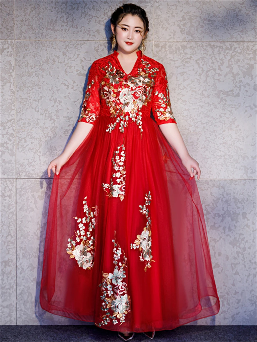 Милое вечернее платье нового размера плюс Robe De Soiree T297 с вышивкой Женские вечерние платья винтажные элегантные длинные вечерние платья