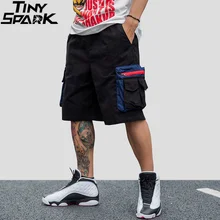 Шорты Карго в стиле хип-хоп, мужские шорты Харадзюку, уличная одежда, винтажные модные летние тонкие спортивные шорты, спортивные штаны с карманами на молнии
