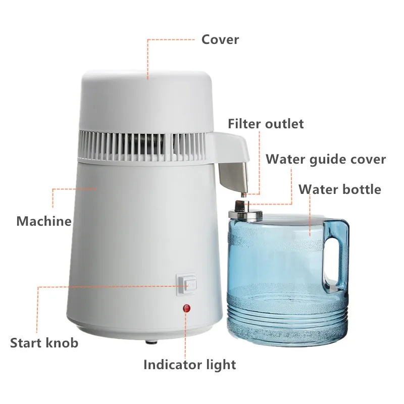 Dental/Medical 4L Water Distiller Pure Purifier Filter Stainless Steel